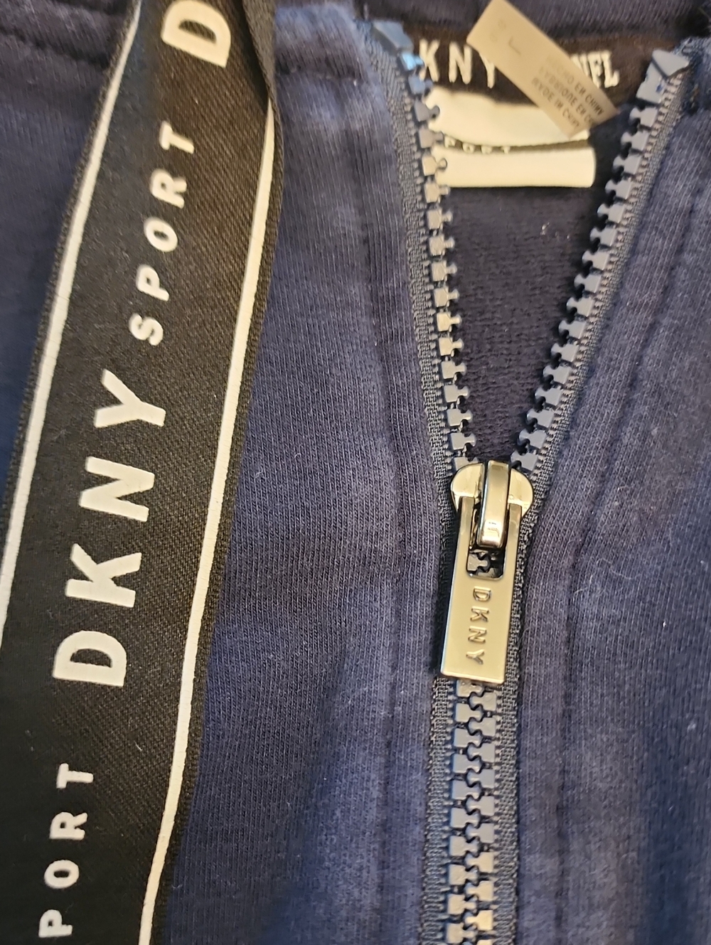 DKNY Seattle Seahawks Navy Full-Zip Crop Hoodie with Branded Drawstrings - Picture 8 of 16